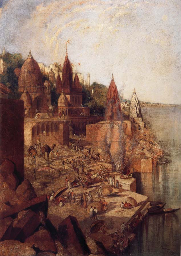 The Burning Ghat Benares,as Seen From the City